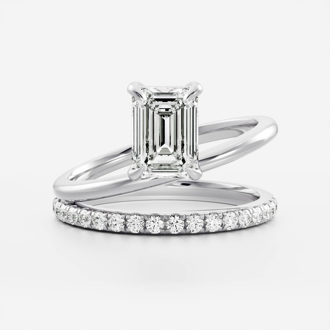 The Emerie Ring - Emerald Double Band Solitaire