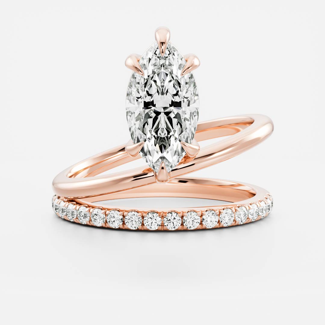 The Emerie Ring - Marquise Double Band Solitaire