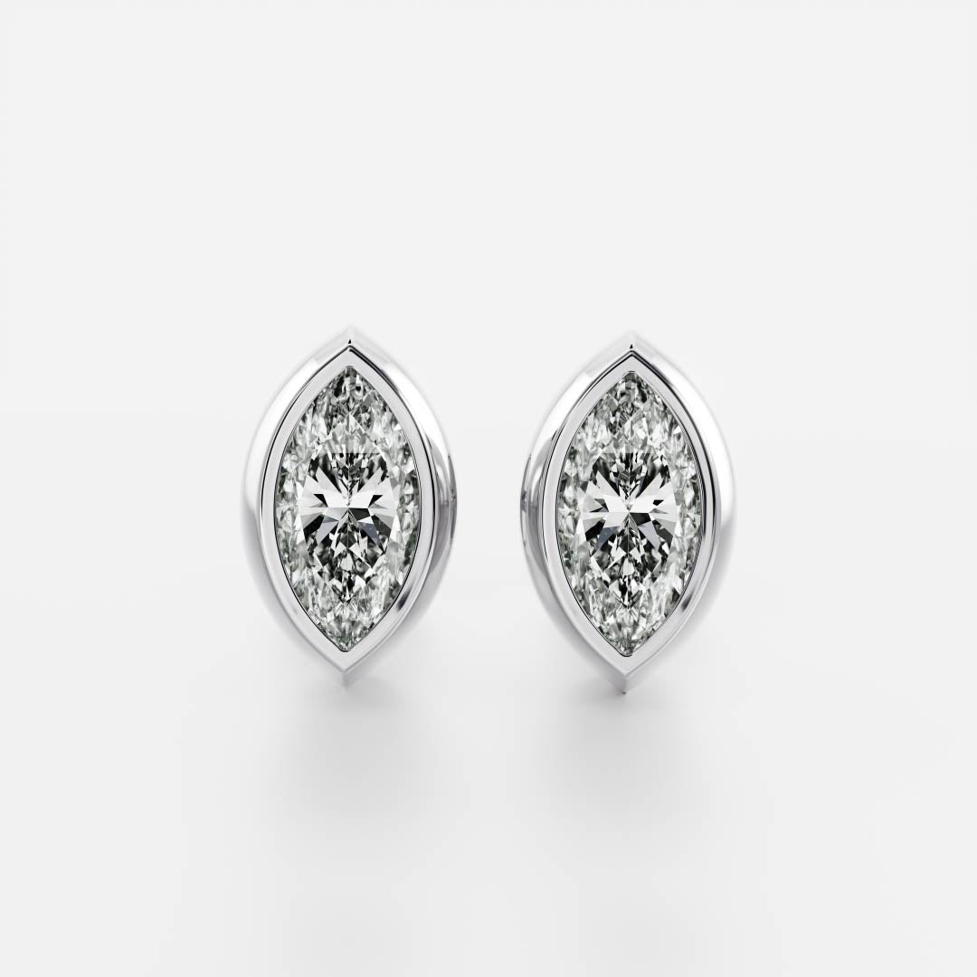 The Vera Earrings - Marquise Bezel Studs