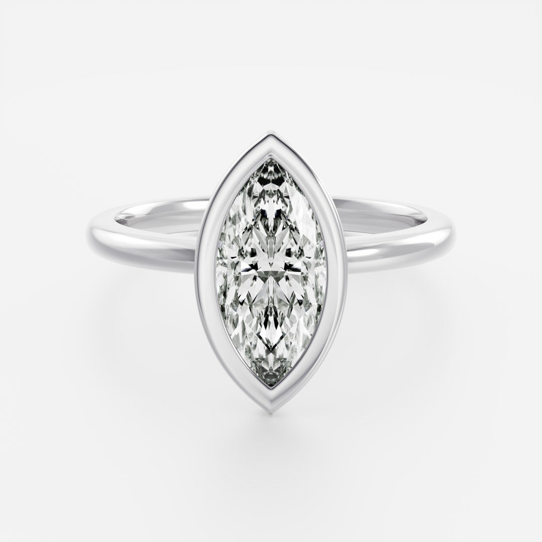 The Arie Ring - Marquise Bezel Solitaire