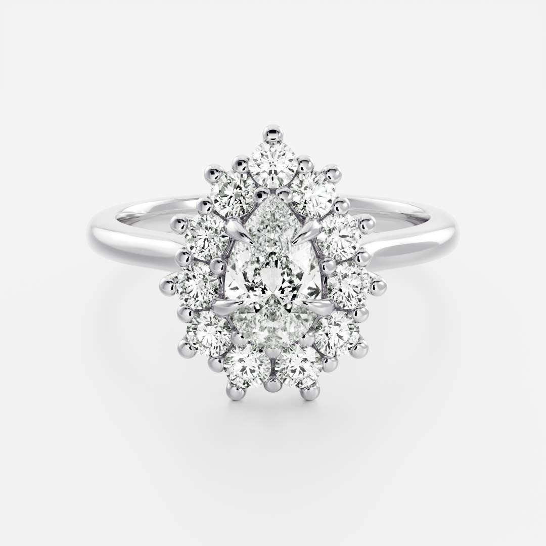 The Eloise Ring - Pear Antique Halo