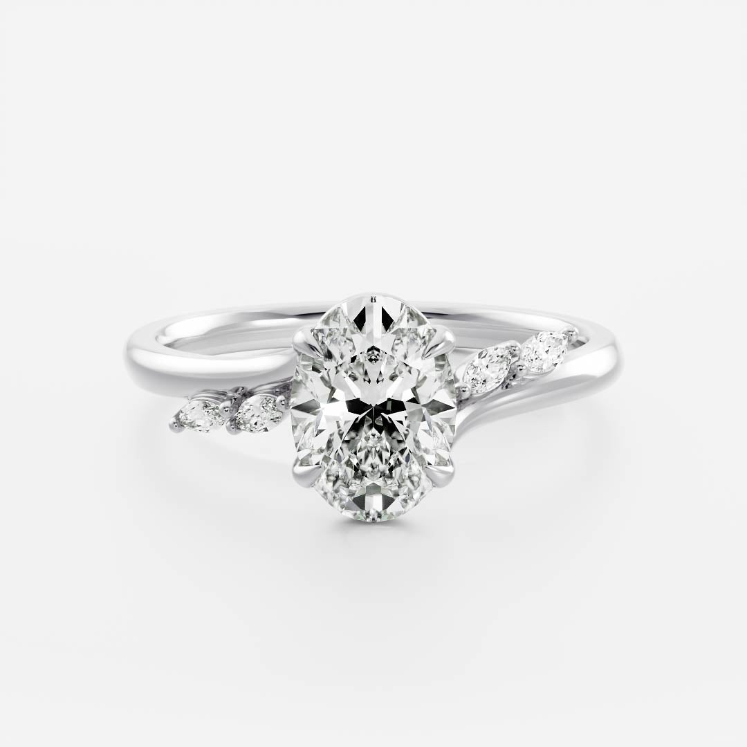 The Amira Ring - 1.5ct Moissanite Oval with Marquise Accents