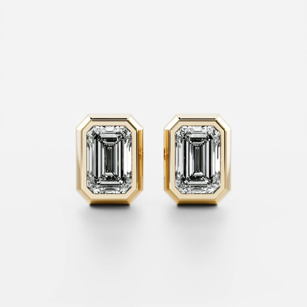 The Vera Earrings - Emerald Bezel Studs