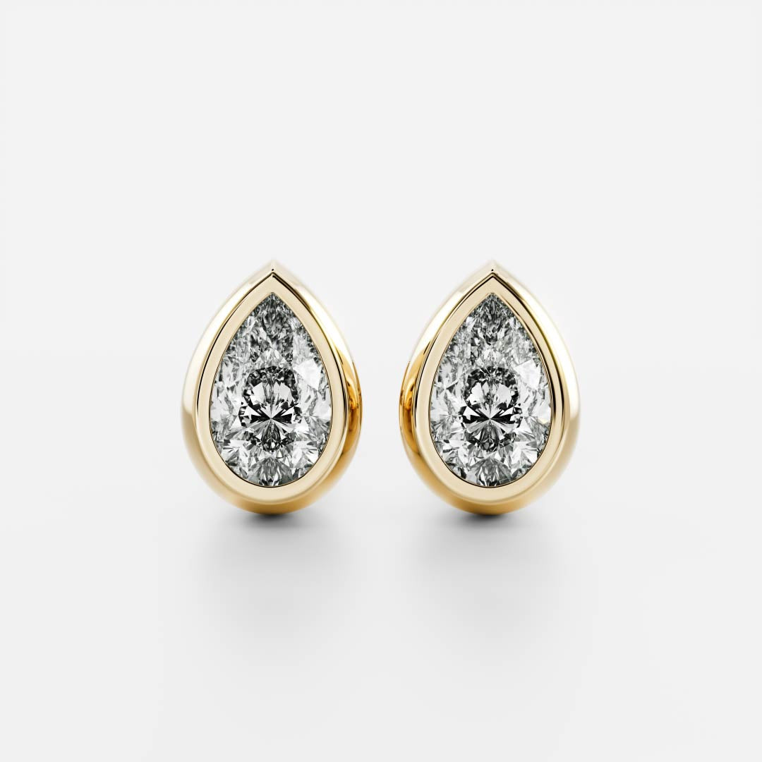 The Vera Earrings - Pear Bezel Studs