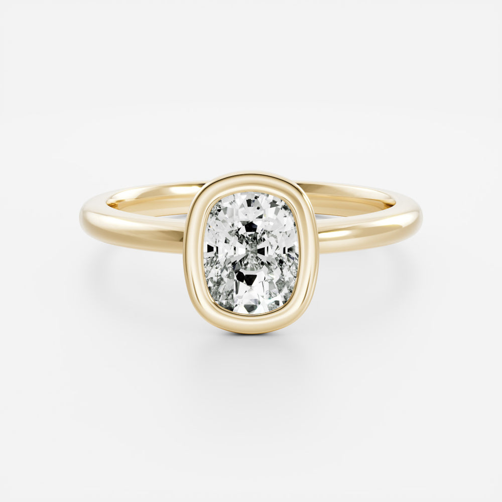 The Ophelia Ring - Elongated Cushion Bezel Solitaire