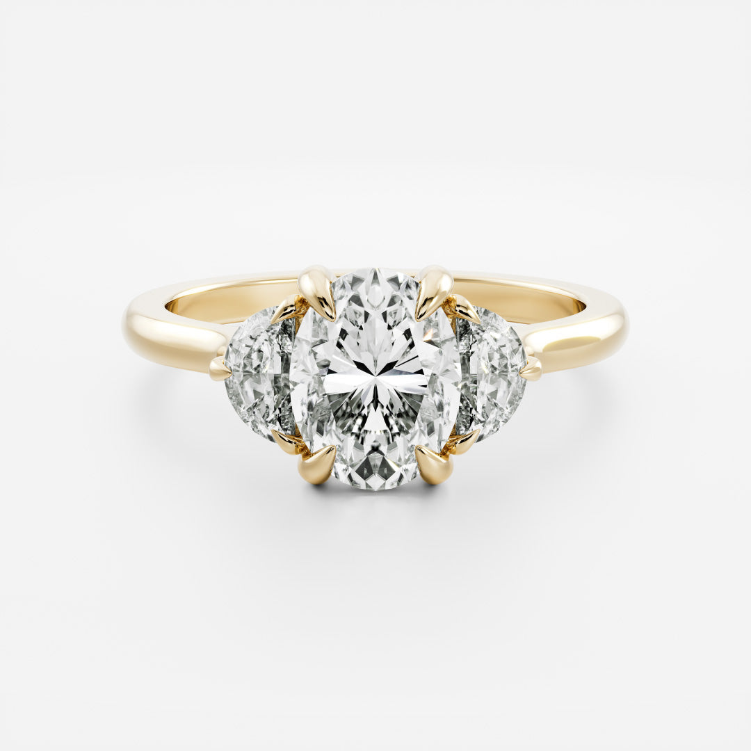 The Anya Ring - 2.46cttw Lab Grown Diamond Oval & Half Moon Trilogy