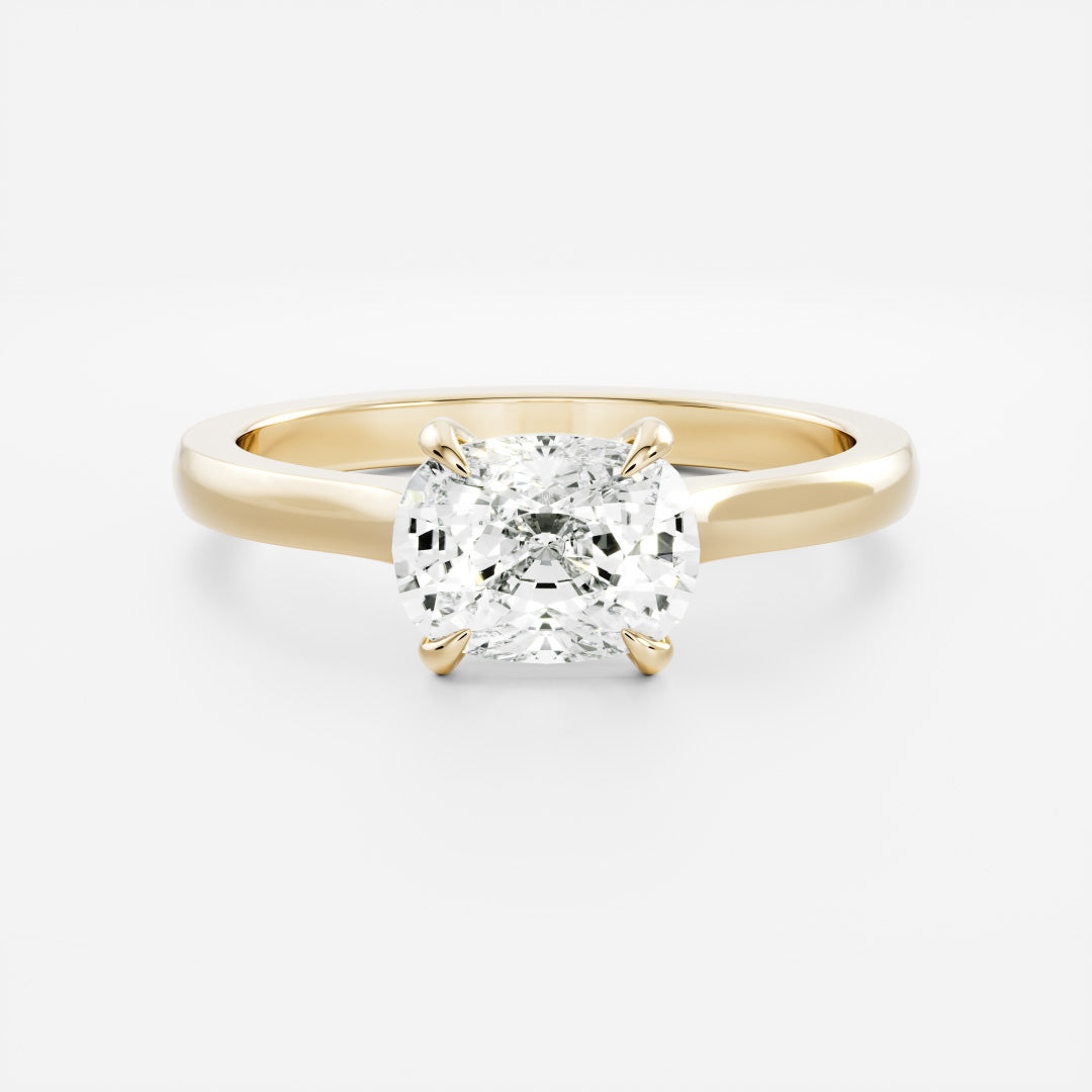 The Ophelia Ring - East-West Elongated Cushion Cathedral Solitaire