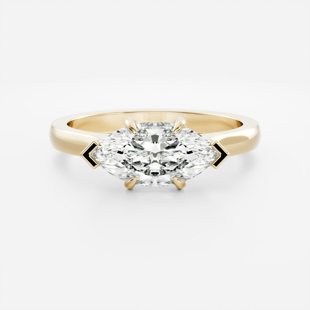 The Arie Ring - East-West Marquise Cathedral Solitaire