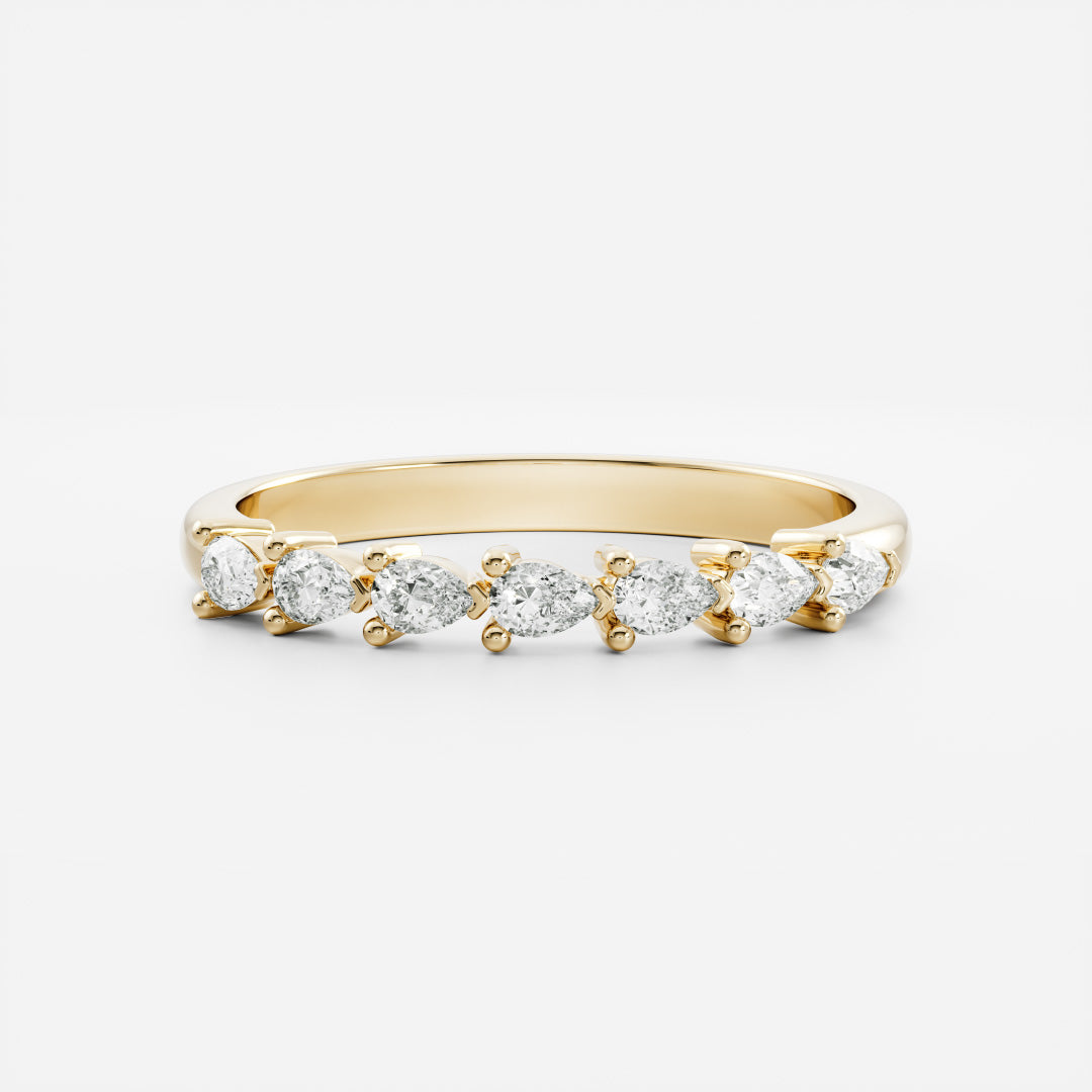 The Lucie Ring - Horizontal Pear Wedding Band