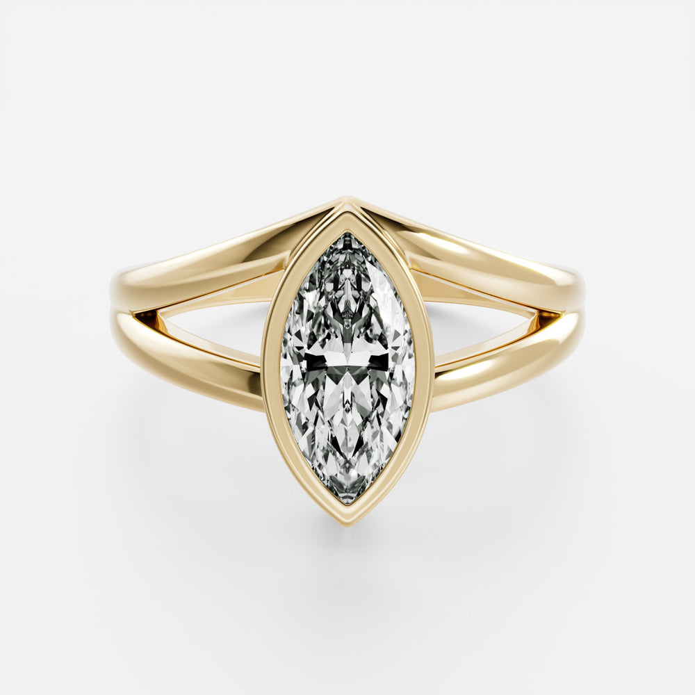 The Jean Ring - Marquise Bezel Split Band Solitaire