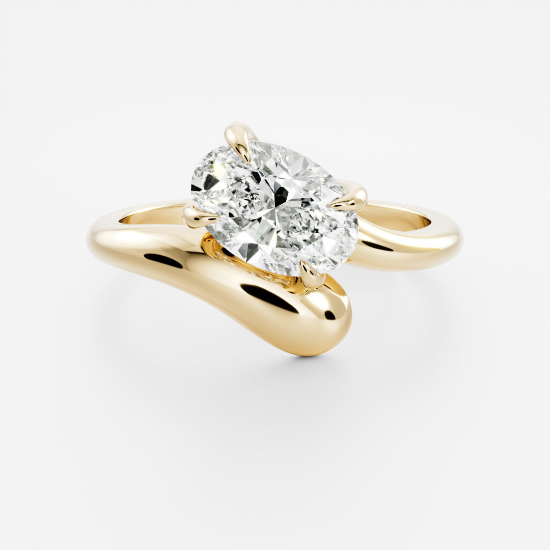 The Sarina Ring - Floating Oval Solitaire with Twisted Band