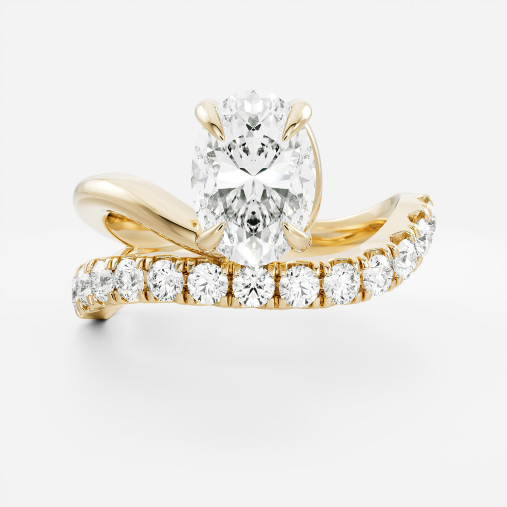 The Elijah Ring - Floating Oval Solitaire with Pavé Band