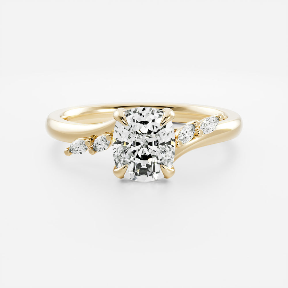 The Amira Ring - Elongated Cushion with Marquise Accents