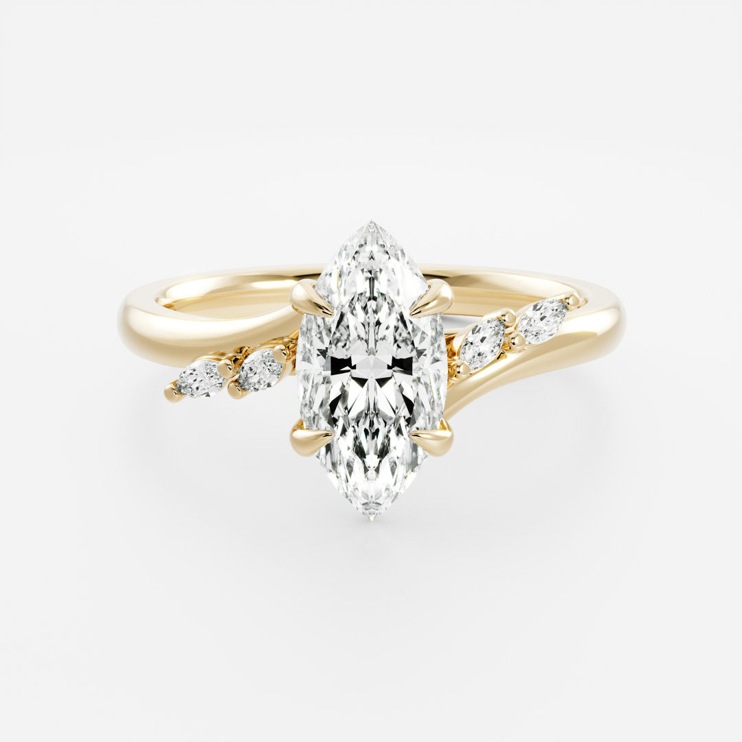 The Amira Ring - 1.51ct Lab Grown Diamond Marquise with Marquise Accents