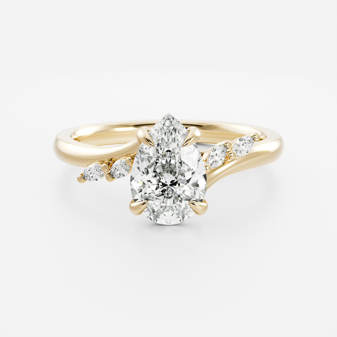 The Amira Ring - 1.54ct Lab Grown Diamond Pear with Marquise Accents