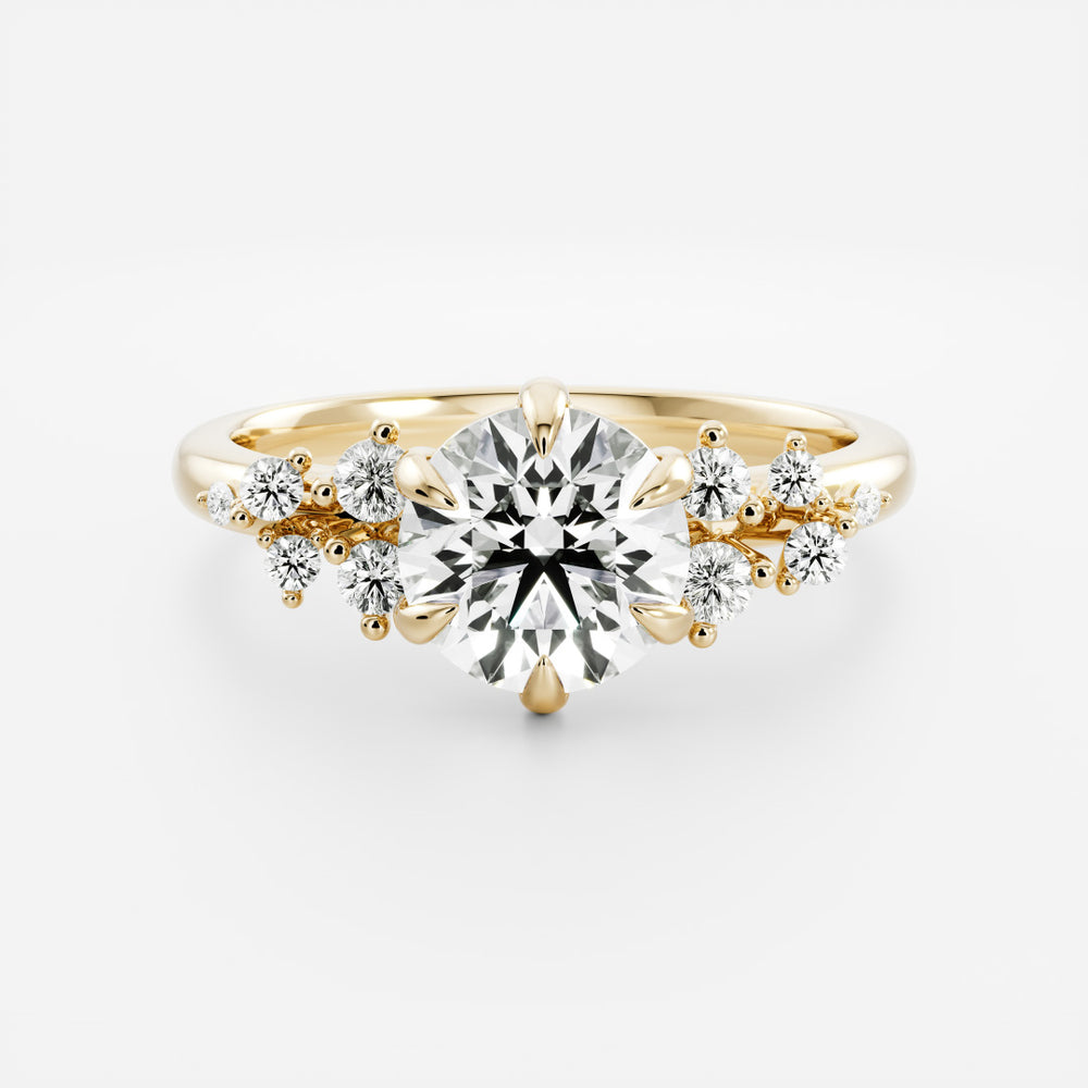 The Aurora Ring - Round with Round Brilliant Accents