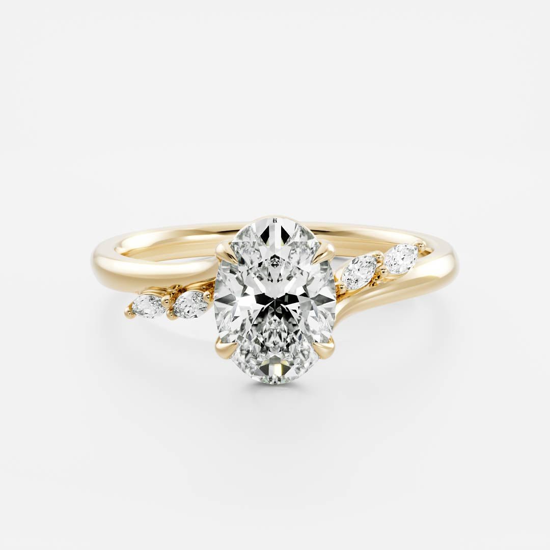 The Amira Ring - 2.5ct Moissanite Oval with Marquise Accents