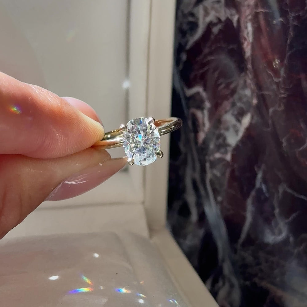 
                      
                        Load and play video in Gallery viewer, The Luise Ring - 2.1ct Moissanite Oval Solitaire
                      
                    