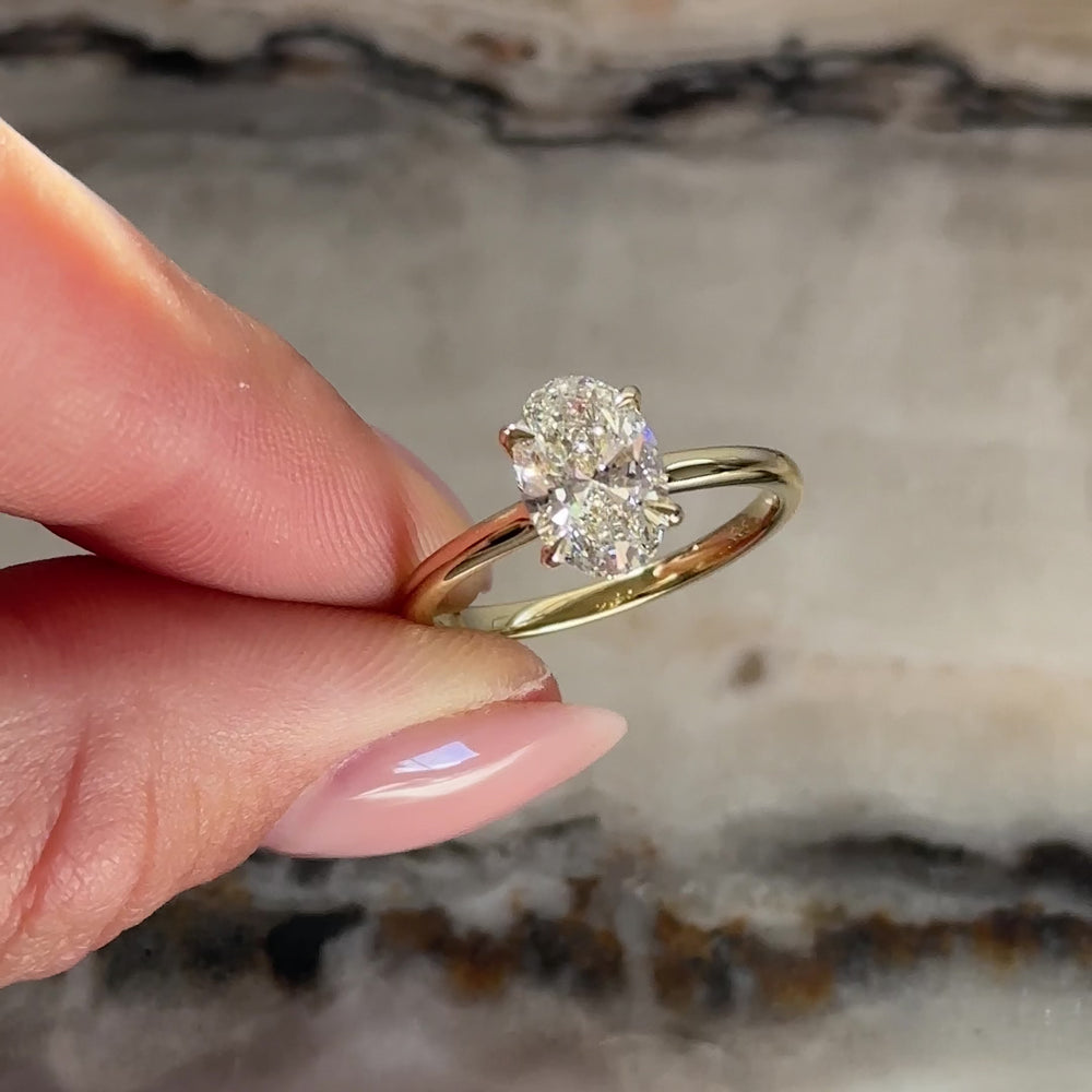 The Luise Ring - 1.59ct Lab Grown Diamond Low Set Oval Solitaire