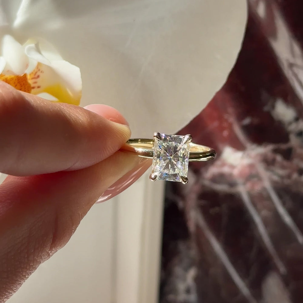 
                      
                        Load and play video in Gallery viewer, The Vienna Ring - 2.8ct Moissanite Radiant Solitaire
                      
                    