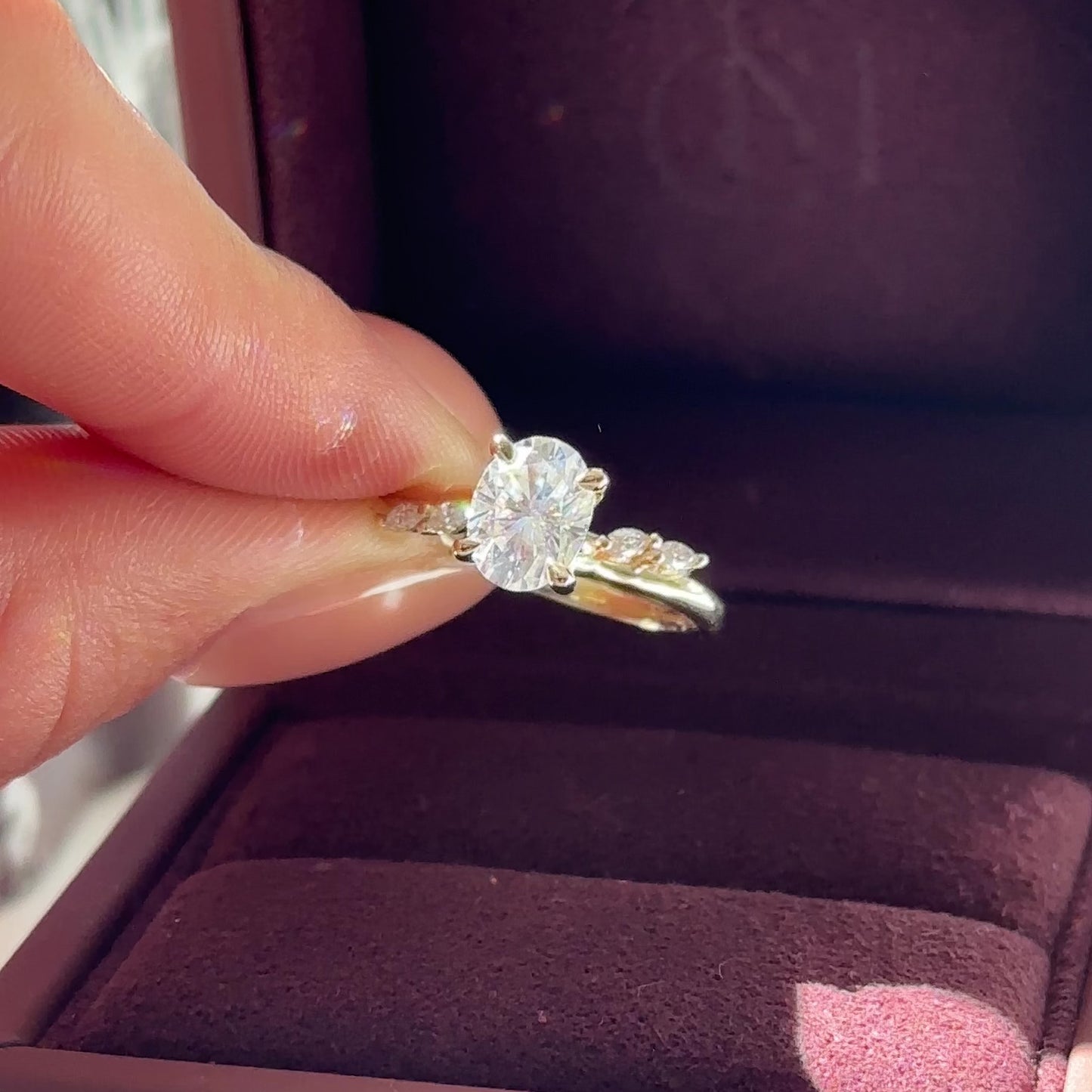 The Amira Ring - 2.1ct Moissanite Oval with Marquise Accents