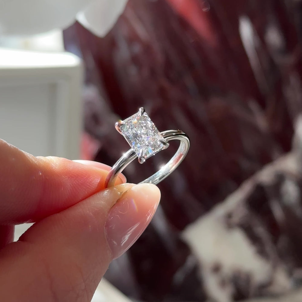 
                      
                        Load and play video in Gallery viewer, The Vienna Ring - 1.77ct Lab Grown Diamond Radiant Solitaire
                      
                    