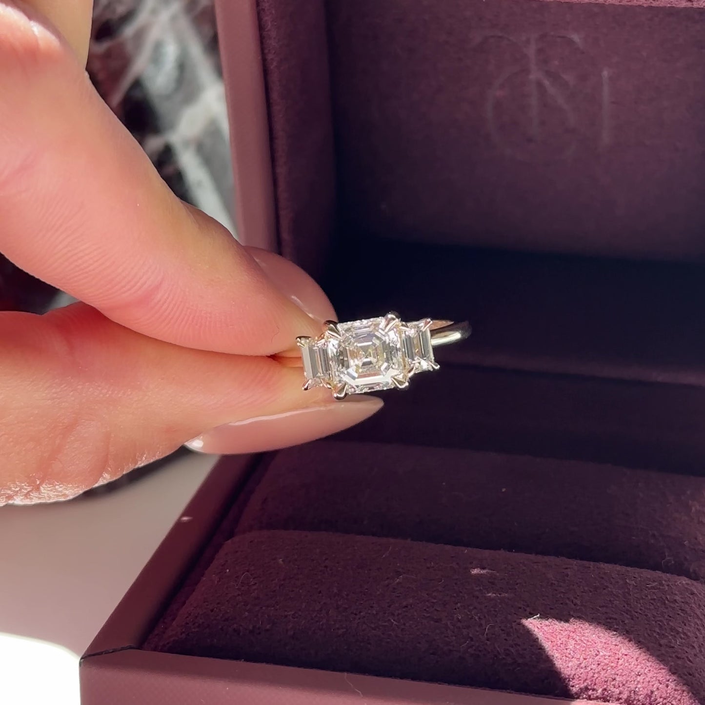 The Neave Ring - 2.47cttw Lab Grown Diamond Asscher & Baguette Trilogy