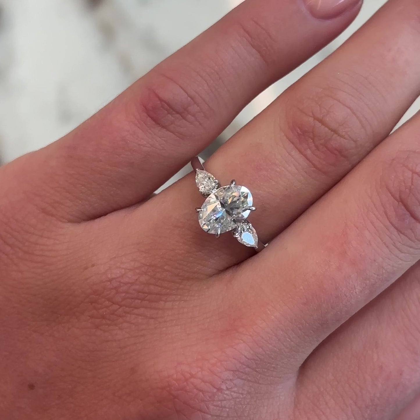 The Florence Ring - 1.8ct Moissanite Oval & Pear Trilogy