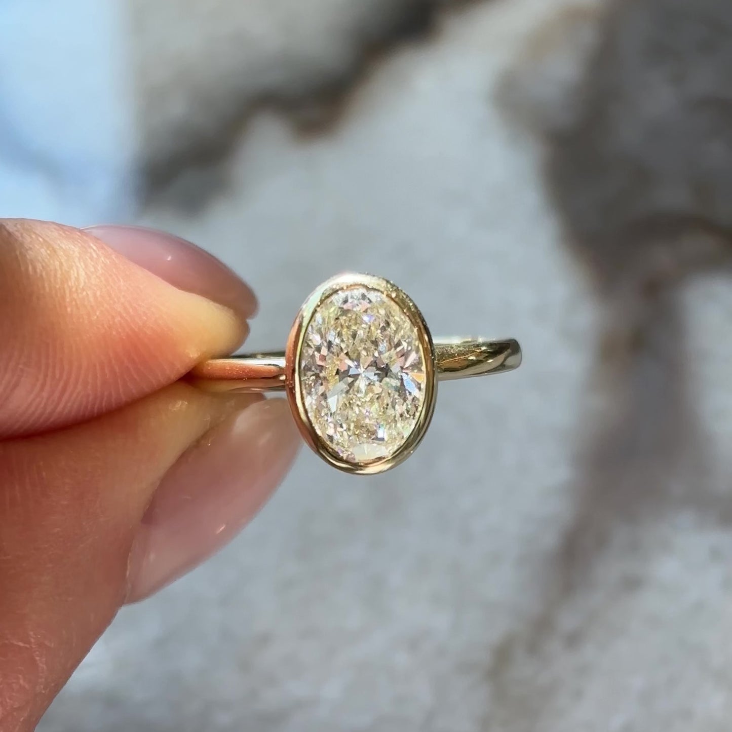 The Luise Ring - 2.11ct Lab Grown Diamond Oval Bezel Solitaire