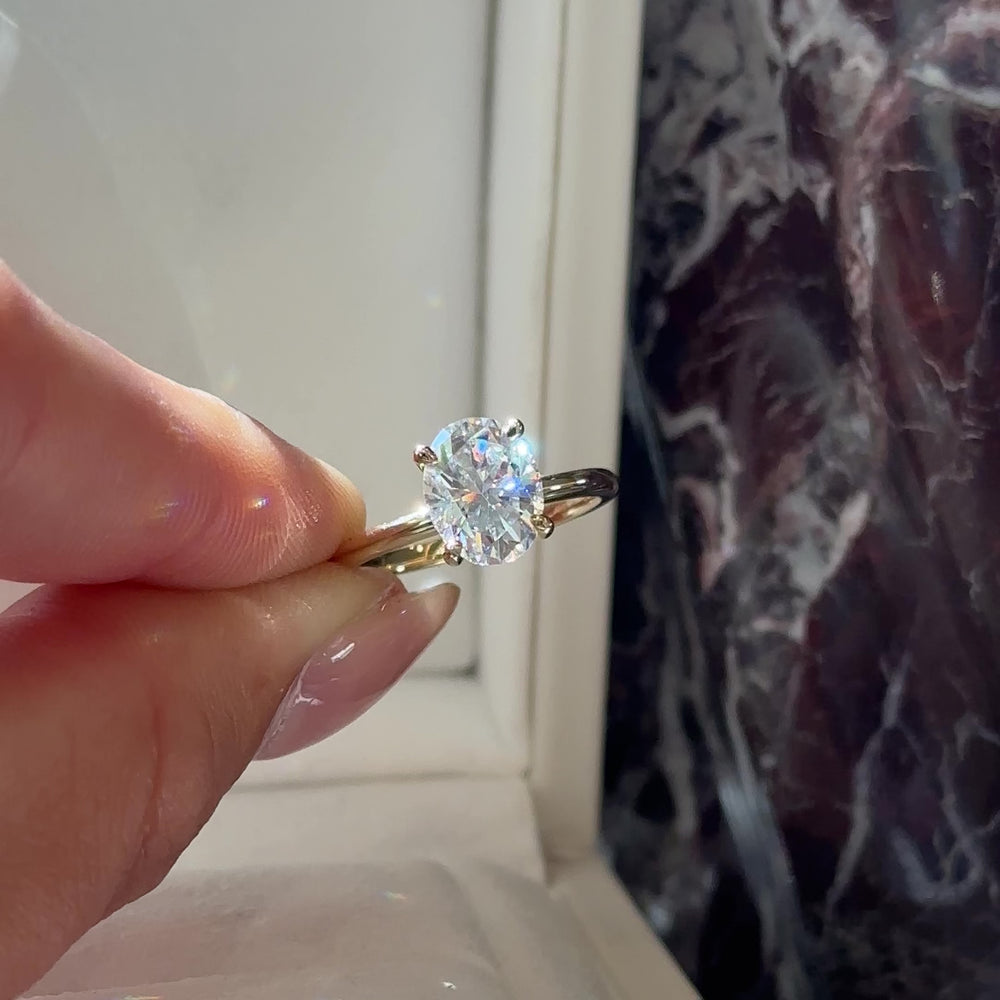 
                      
                        Load and play video in Gallery viewer, The Luise Ring - 2.1ct Moissanite Oval Solitaire
                      
                    