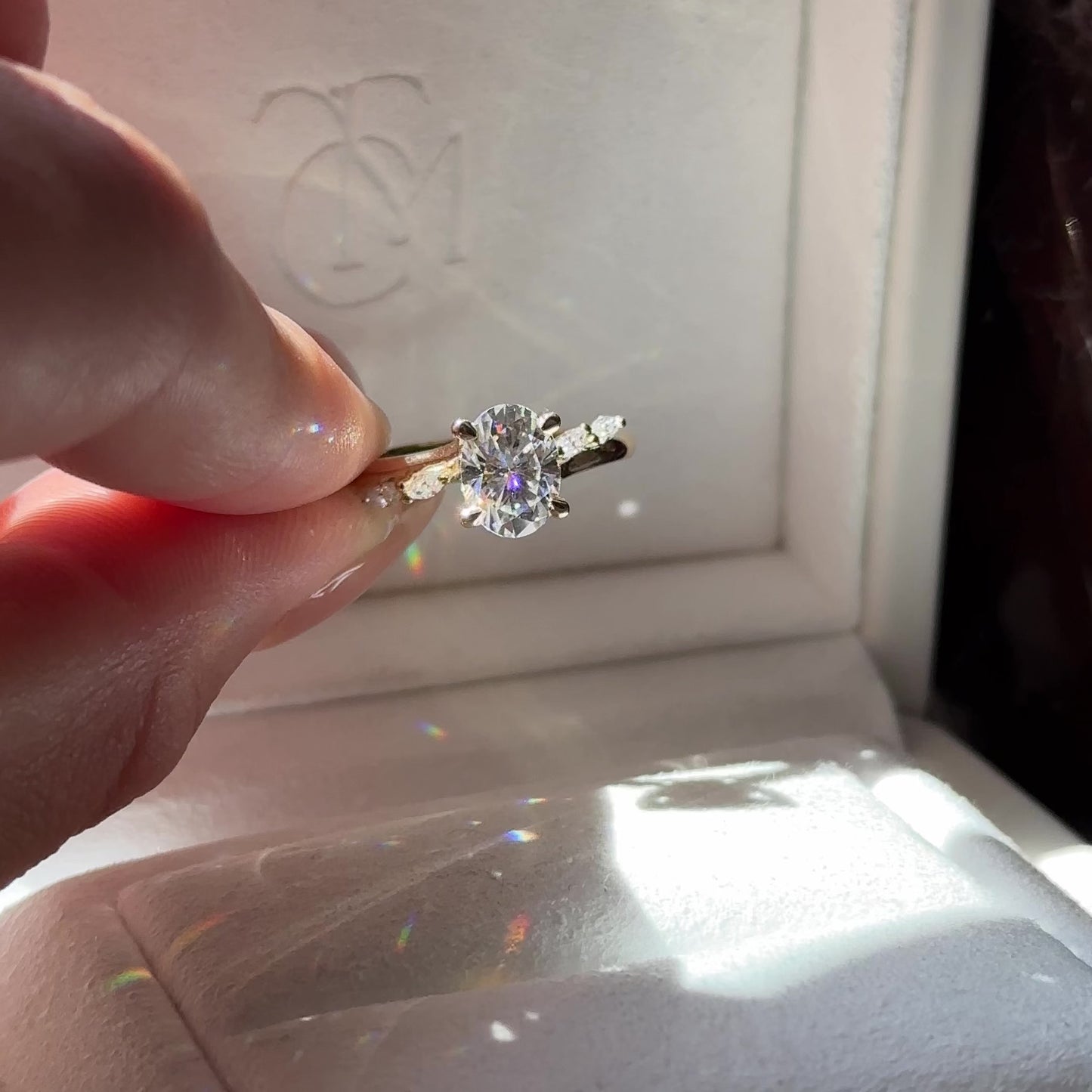 The Amira Ring - 1.5ct Moissanite Oval with Marquise Accents