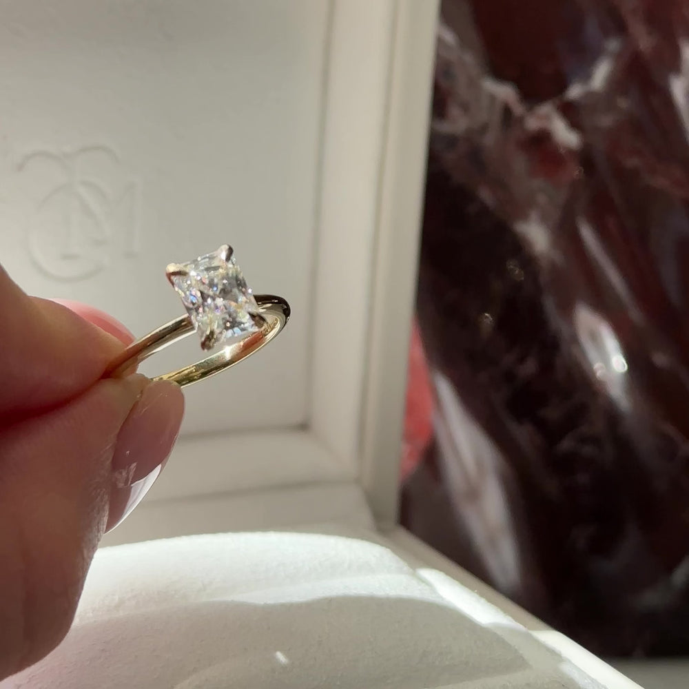 
                      
                        Load and play video in Gallery viewer, The Vienna Ring - 2ct Moissanite Radiant Solitaire
                      
                    