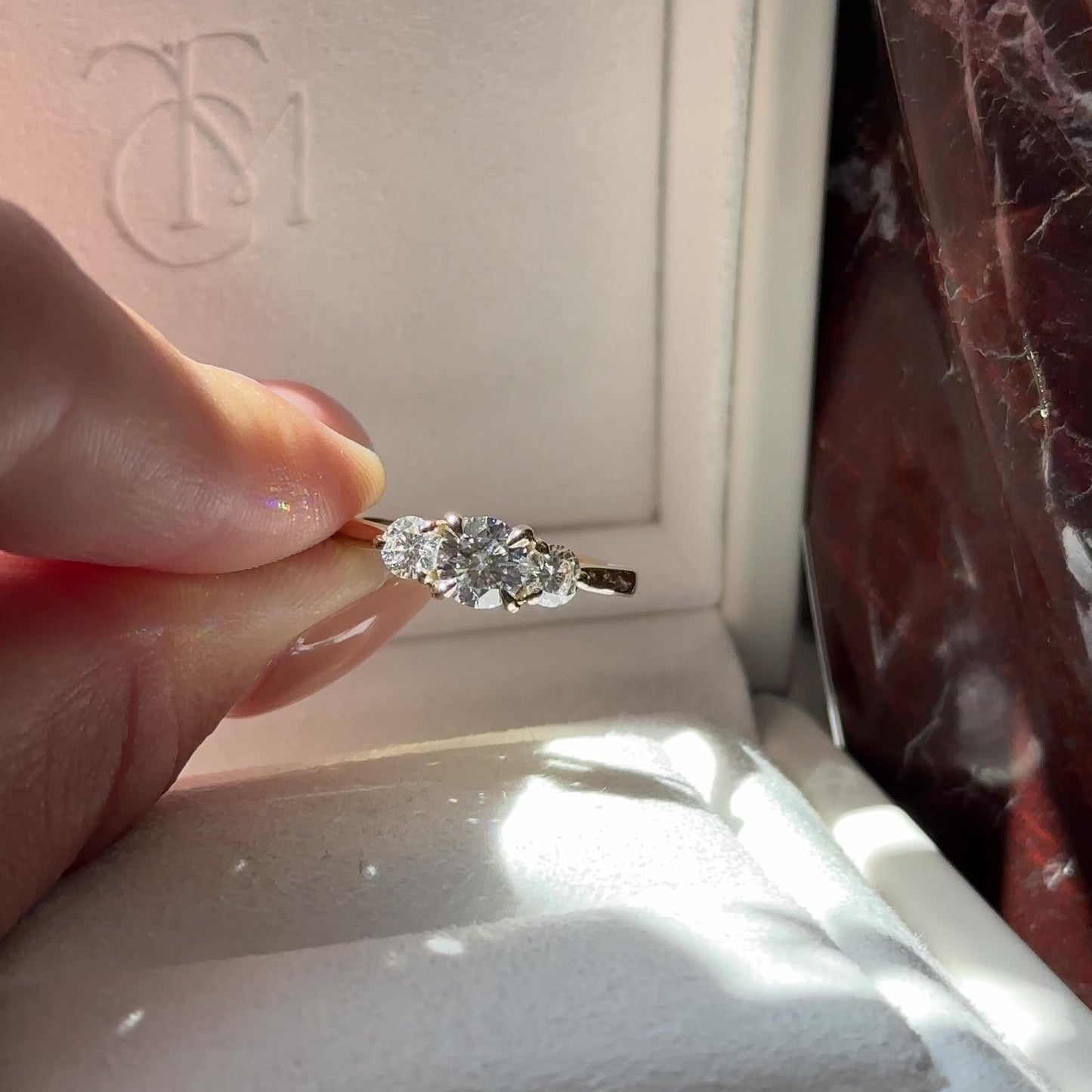 The Celia Ring - 0.6ct Moissanite Round Trilogy