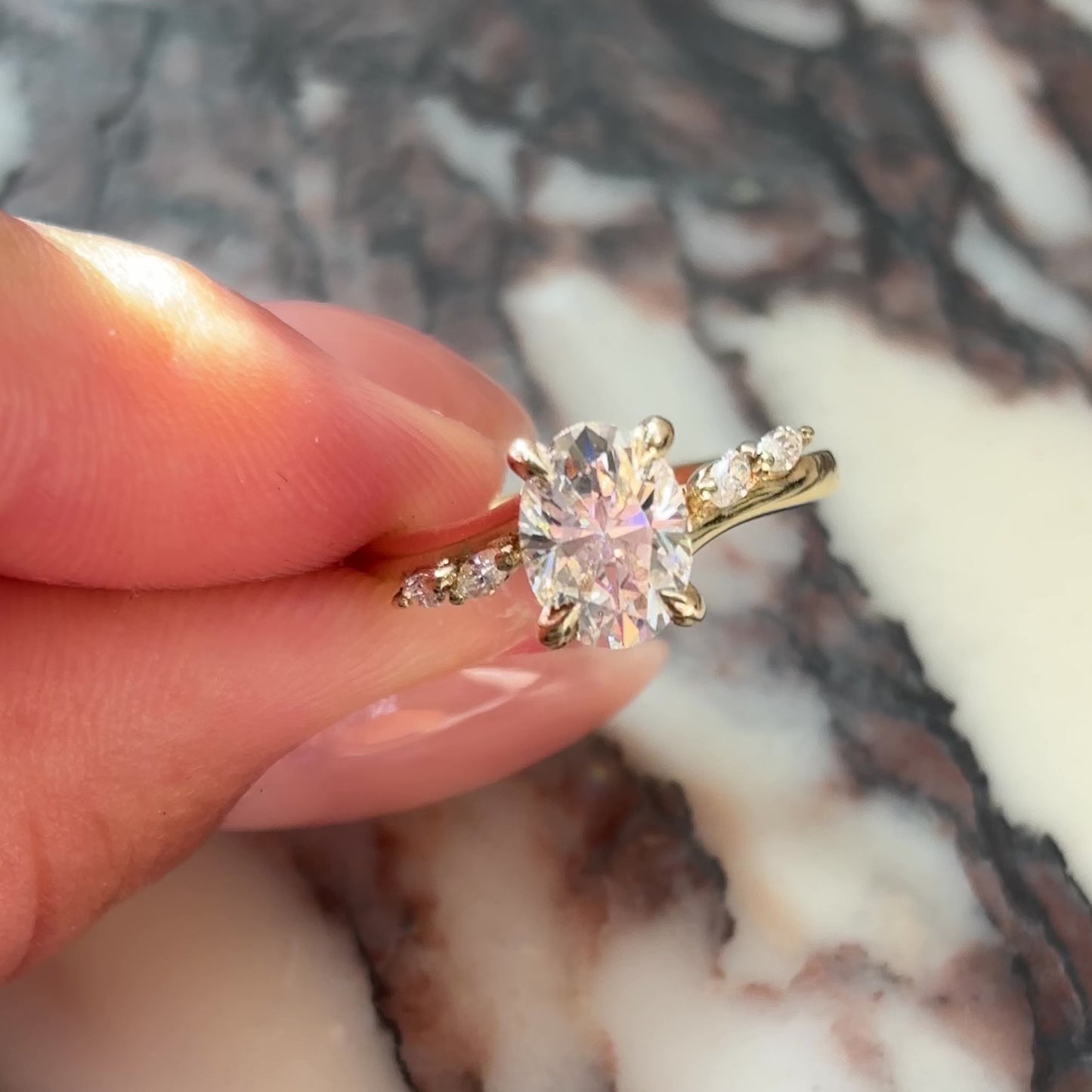 The Amira Ring - 1.5ct Moissanite Oval with Marquise Accents