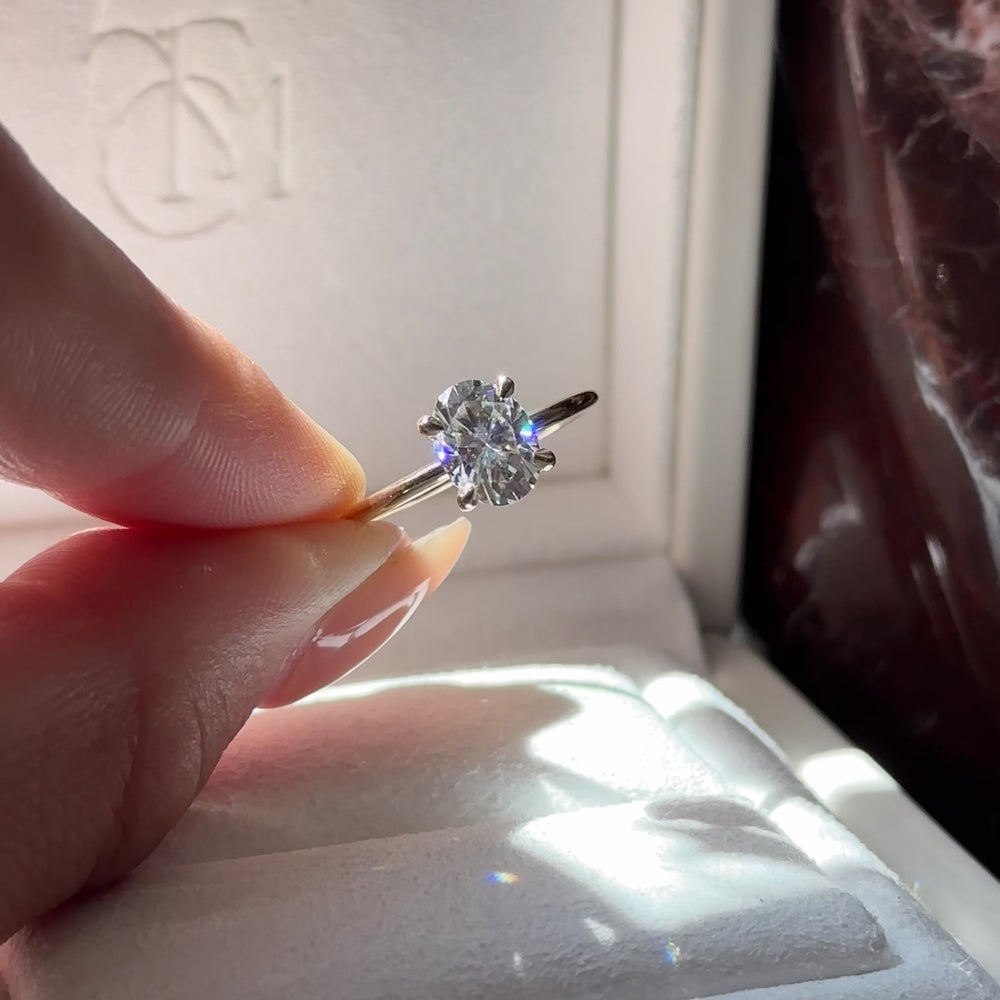 
                      
                        Load and play video in Gallery viewer, The Luise Ring - 1.5ct Moissanite Oval Solitaire
                      
                    