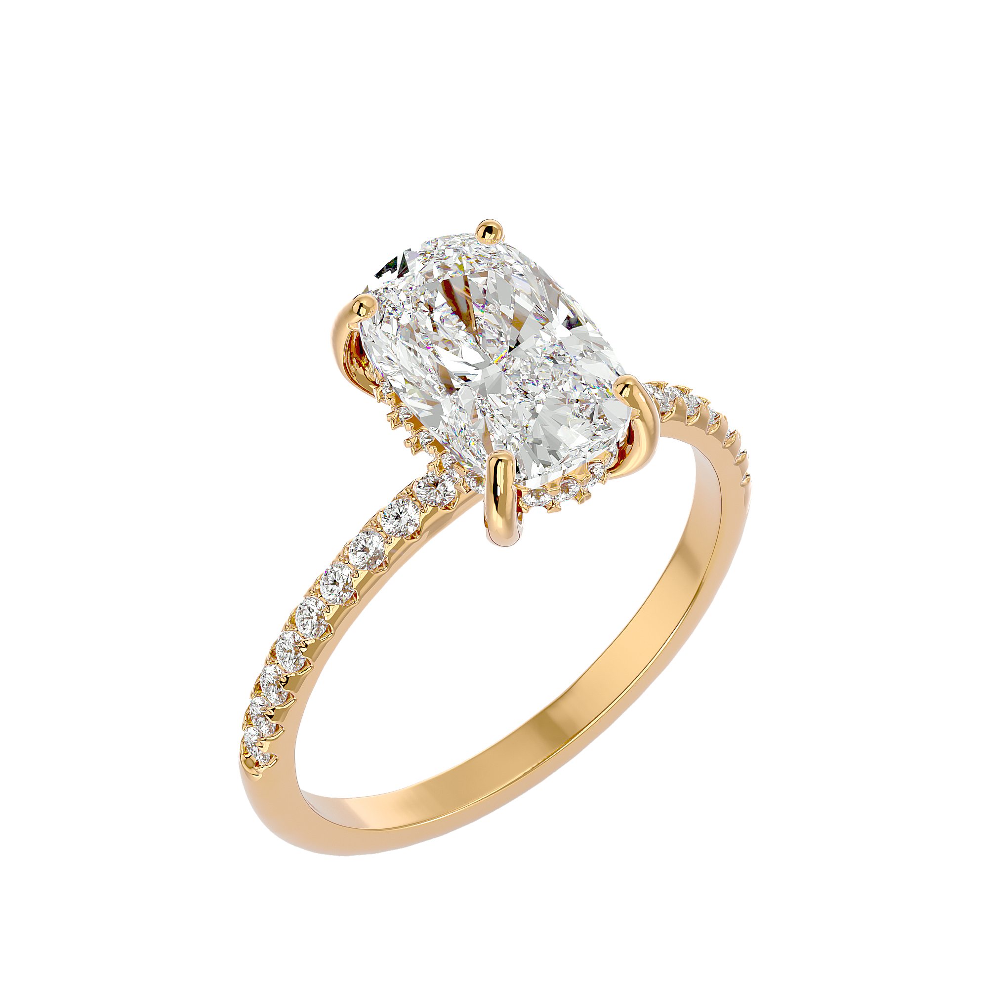 The Ophelia Ring - Elongated Cushion Cut With Hidden Halo