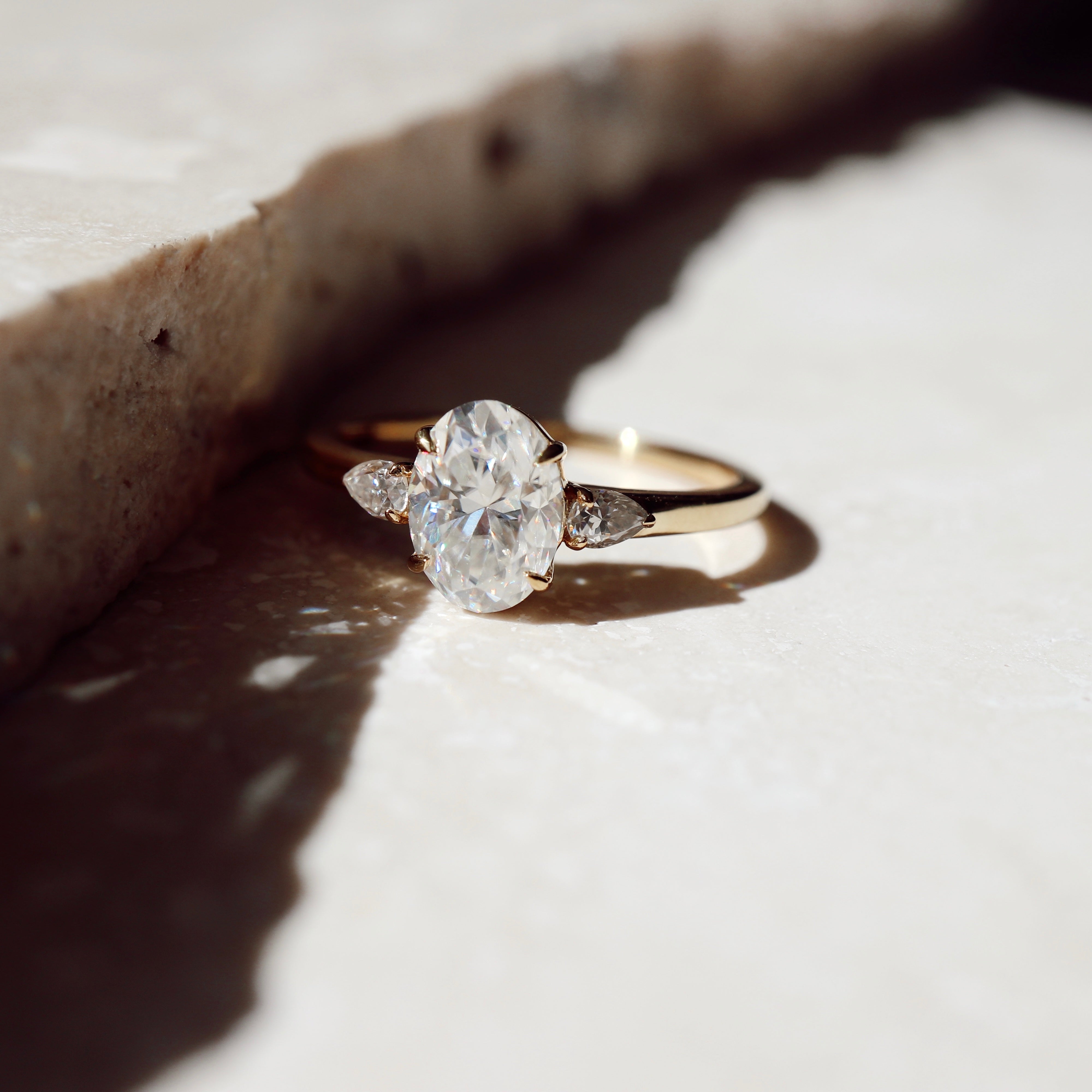 The Low Set Florence Ring - Oval and Pear Trilogy
