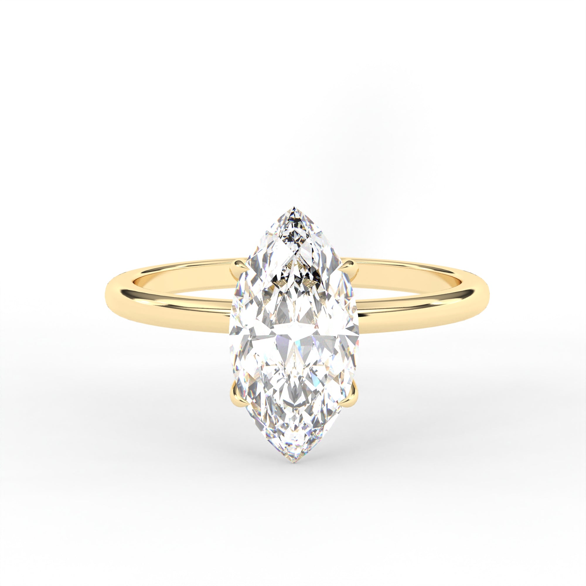 The Arie Ring - Marquise Solitaire With Hidden Halo