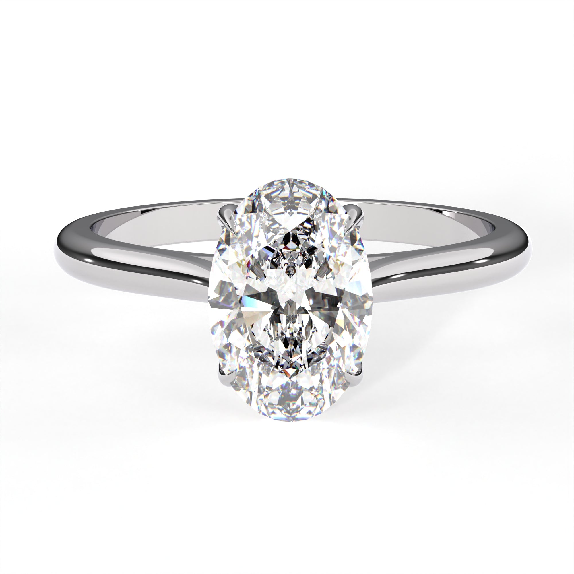 The Luise Ring™ Low Set - Oval Solitaire with Hidden Halo