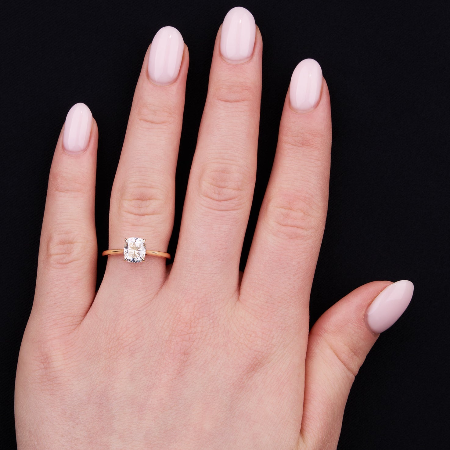 The Ophelia Ring - Elongated Cushion Cathedral Solitaire