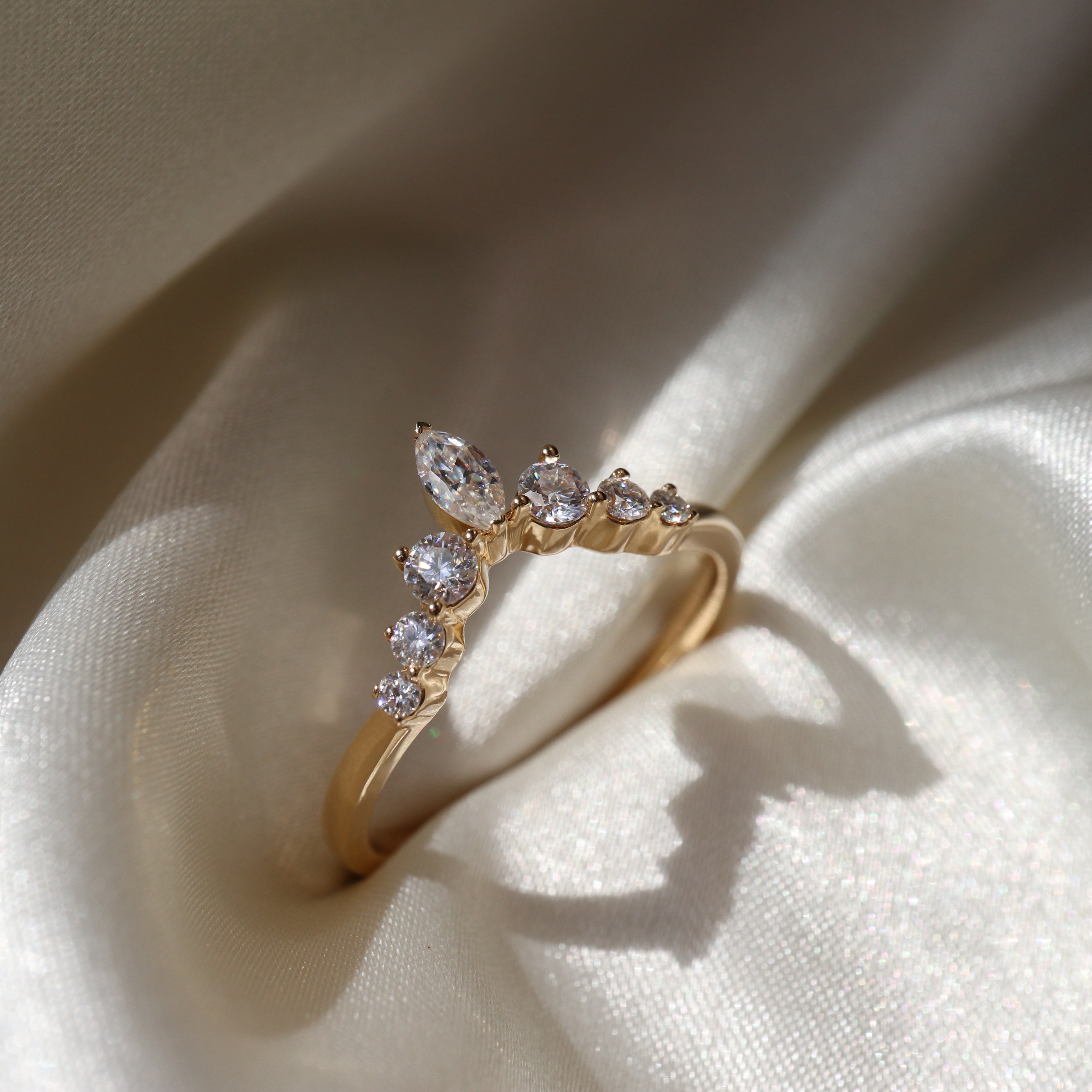 Engagement ring with crown on sale band