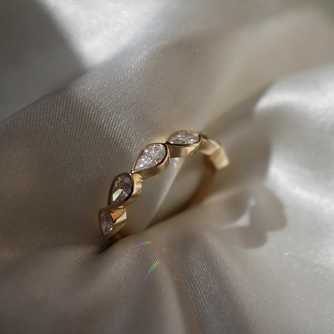 The Harper Ring - Pear Bezel Ring 5x3mm