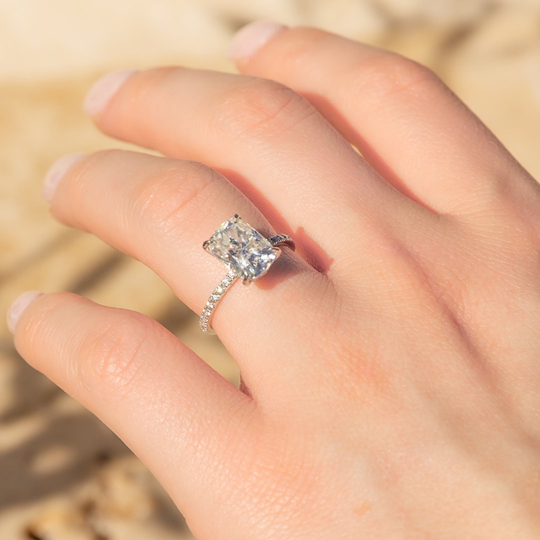 The Ophelia Ring - Elongated Cushion Cut With Hidden Halo