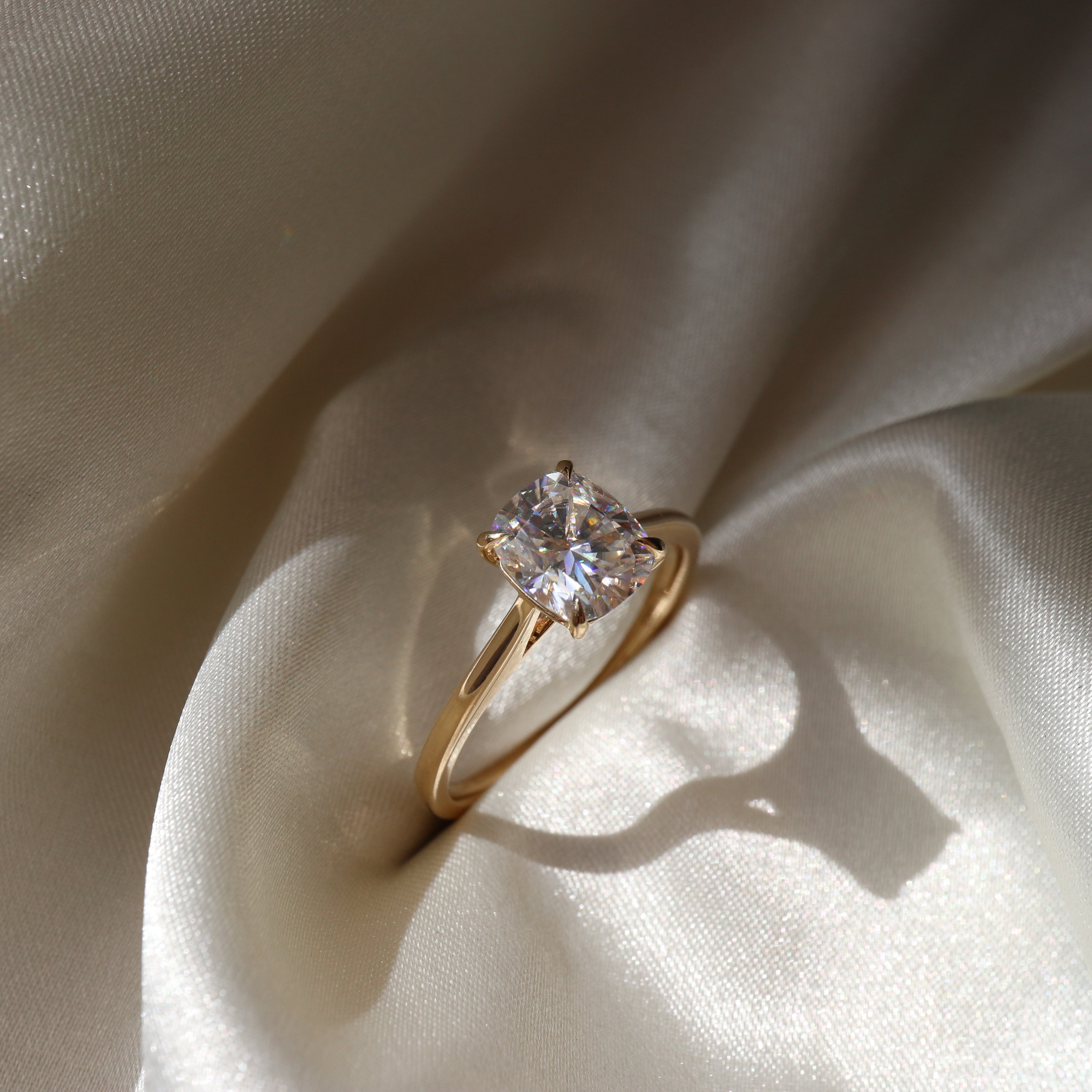 Cathedral cushion online cut engagement rings