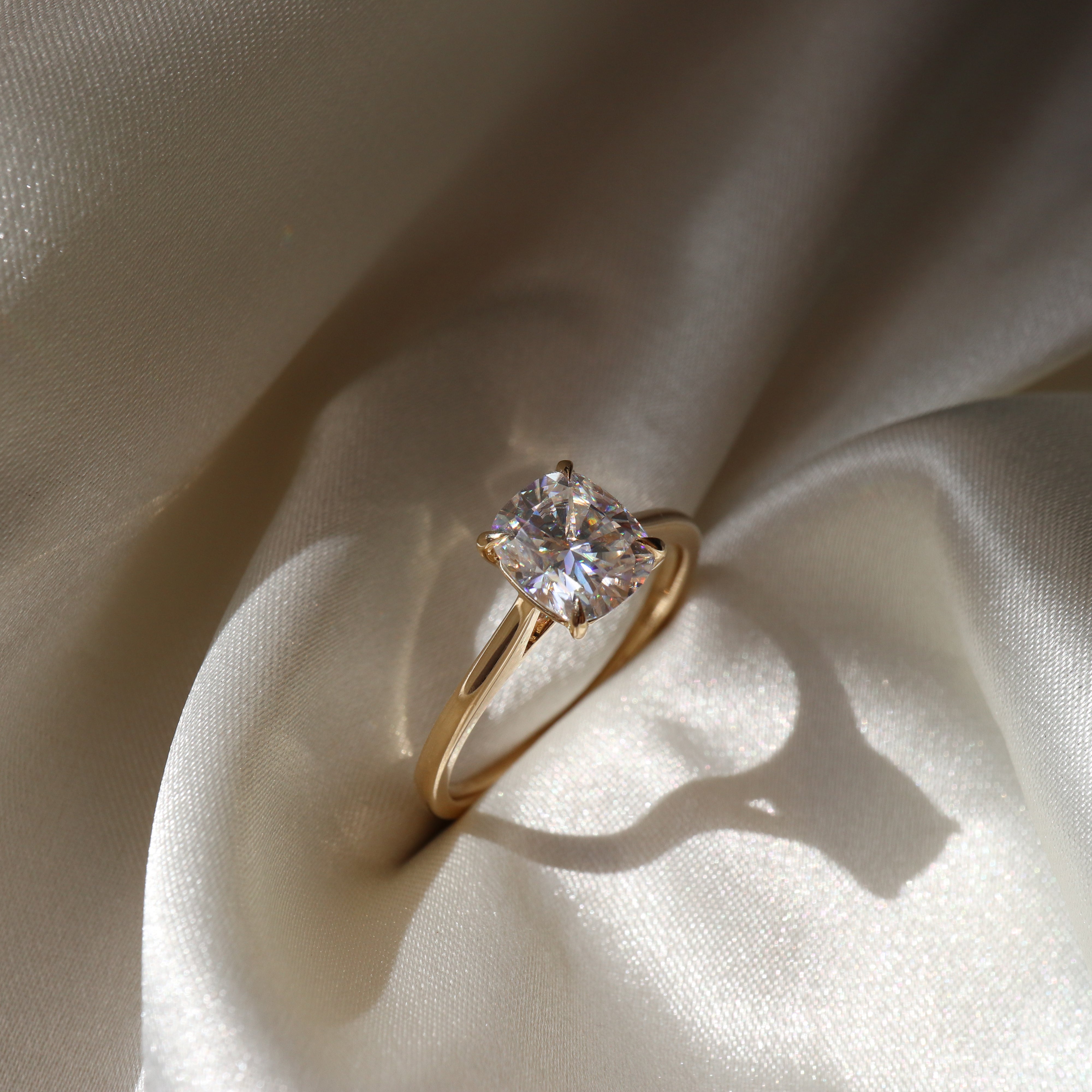The Ophelia Ring - Elongated Cushion Cathedral Solitaire