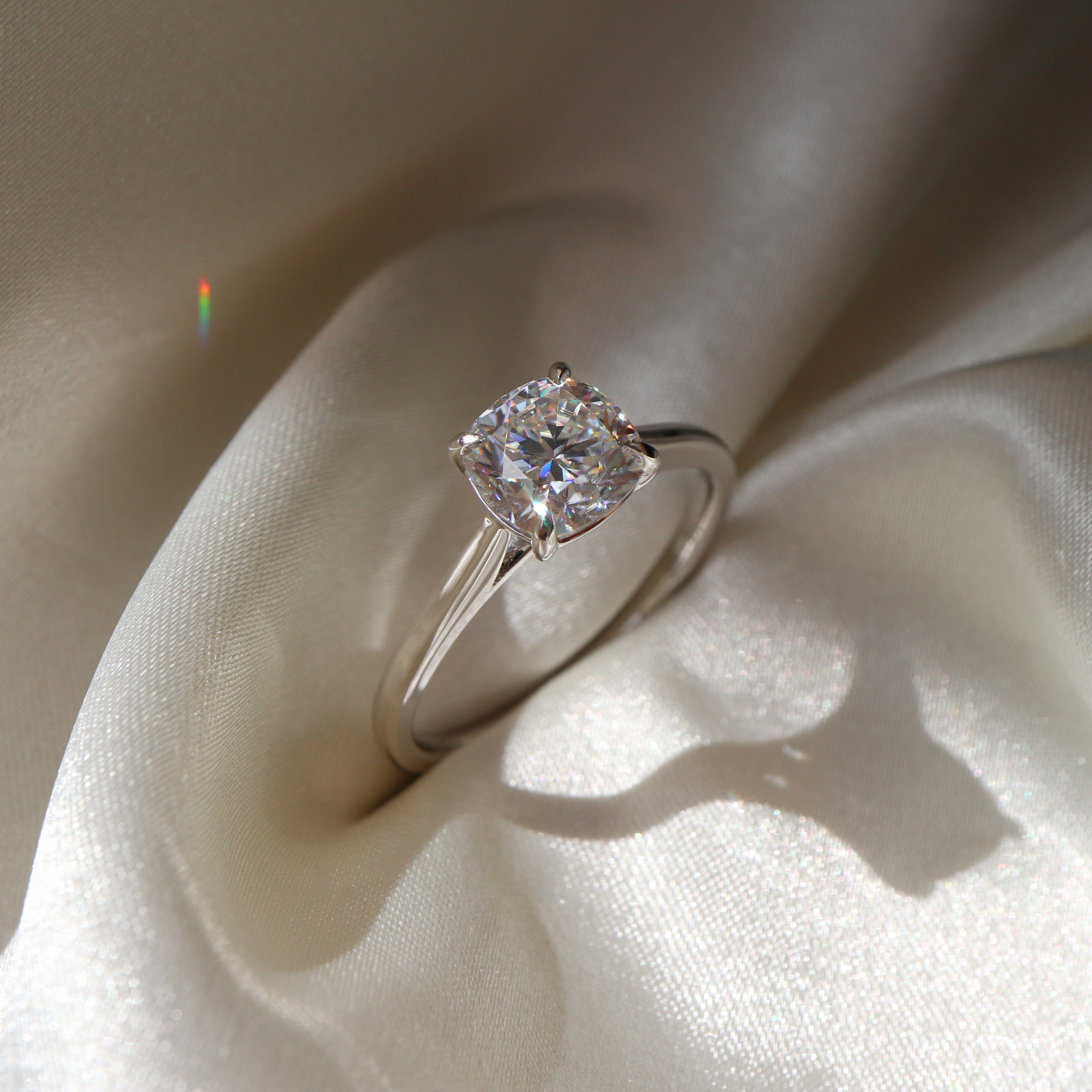 The Paloma Ring - Cushion Cathedral Solitaire