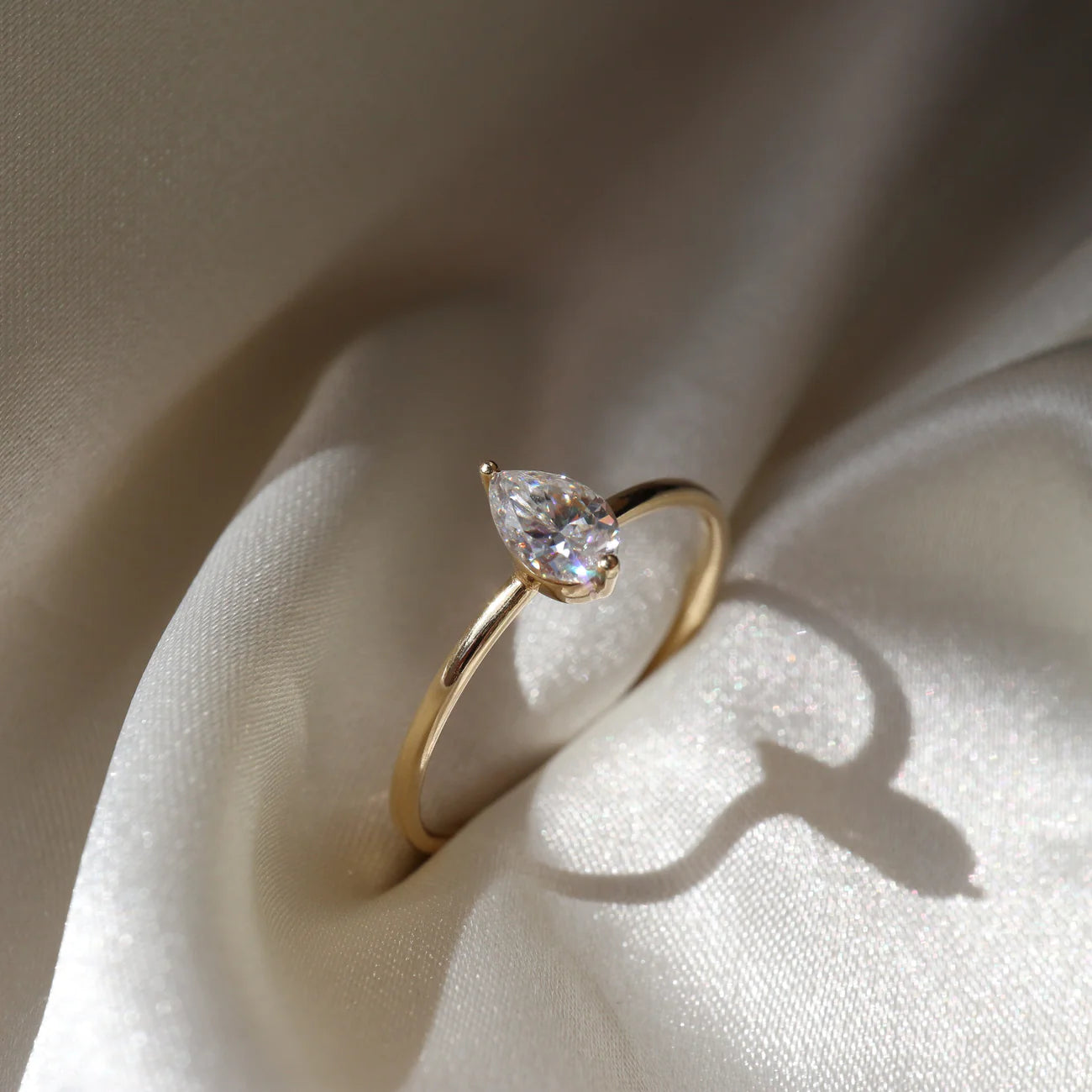 Pear Petite Solitaire Ring 0.5ct