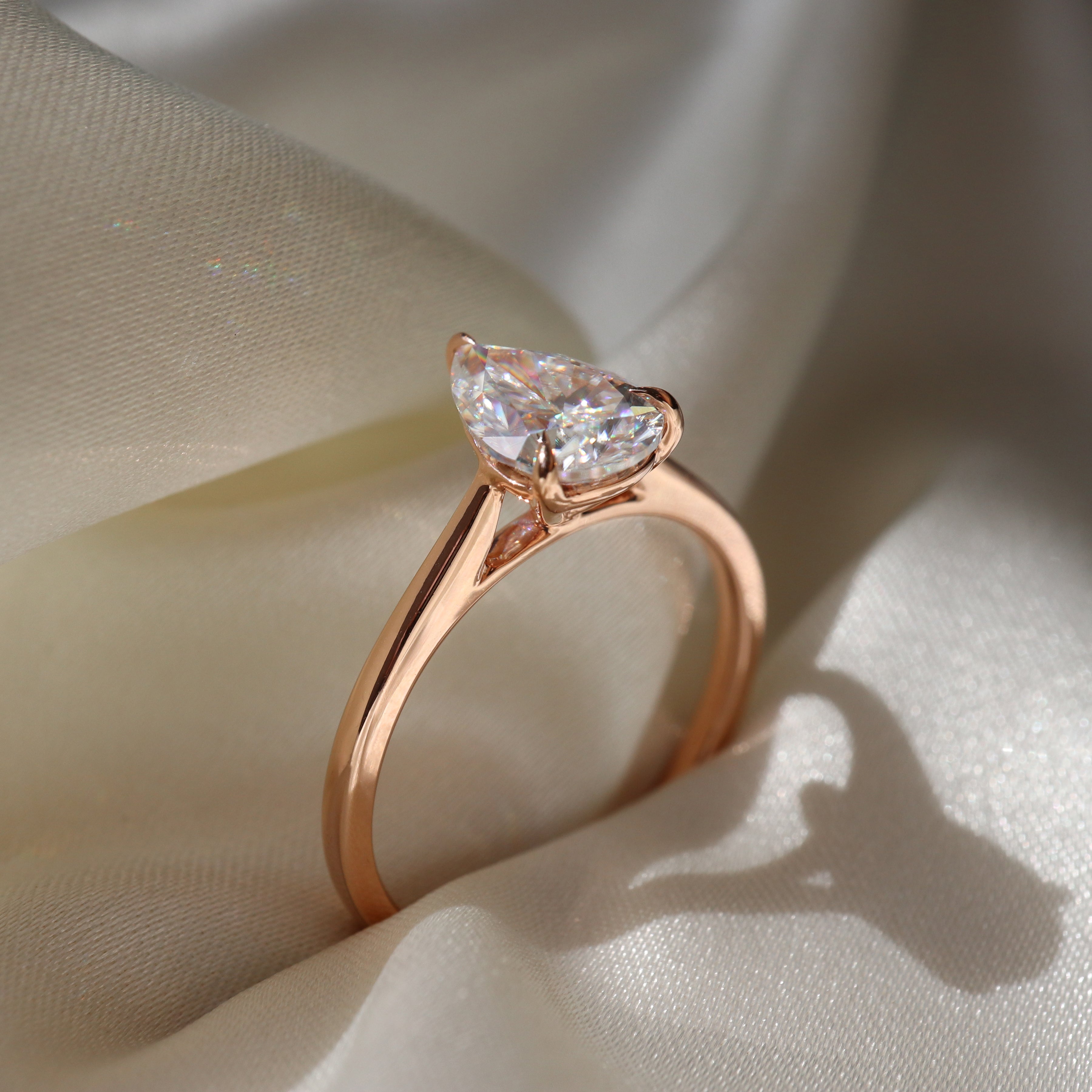 The Sophia Ring - Pear Cathedral Solitaire